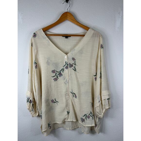 Zac & Rachel Women’s XL Tunic Top Half Sleeve Relaxed Floral Semi Sheer Blouse - Picture 1 of 9